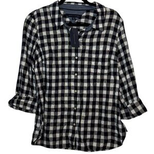 Tommy Hilfiger Women's Gham Checkered Collared Button-Down Top Size Large